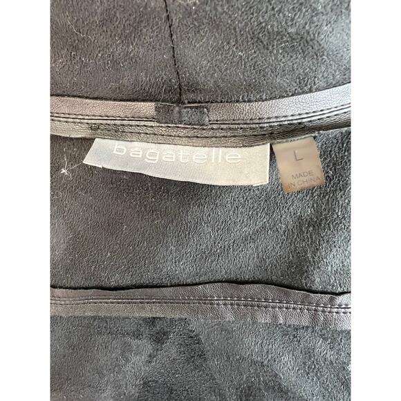 Bagatelle Black Long Sleeve Faux Leather Drape Open Womens Jacket Size L - Picture 7 of 9